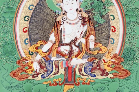 彩绘唐卡-白度母