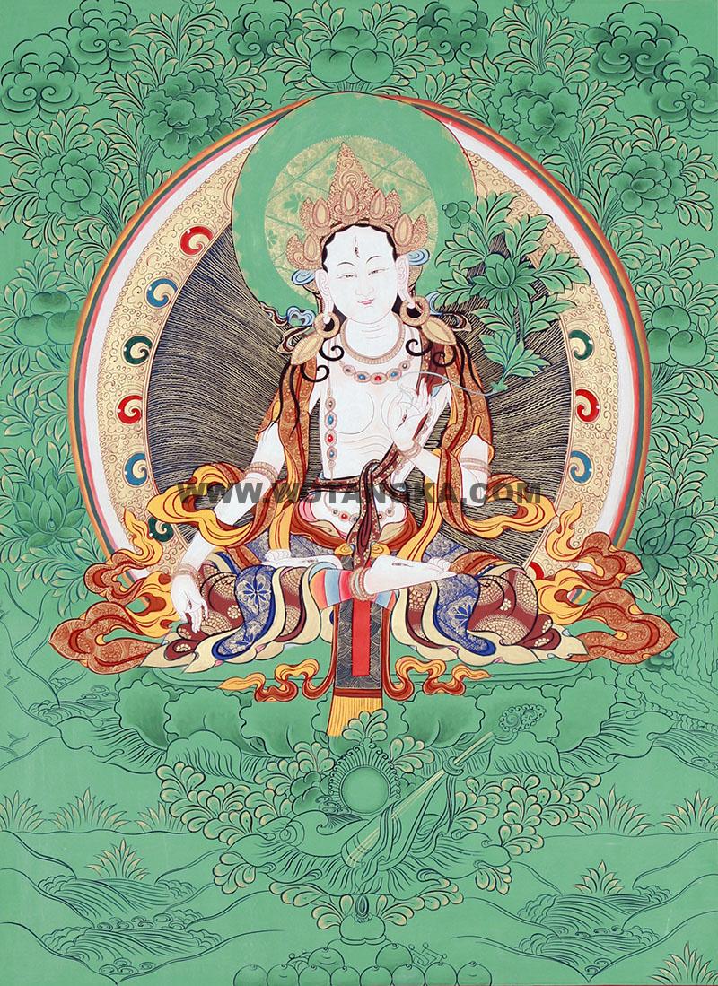 编号188-613585：彩绘唐卡-白度母（70*45CM左右）