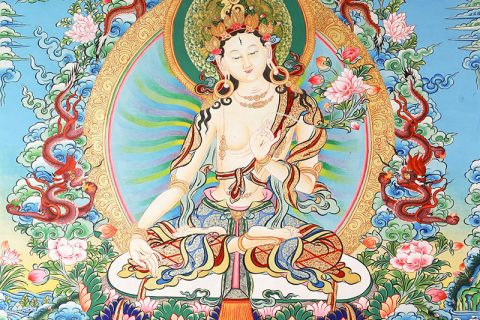 彩绘唐卡-白度母