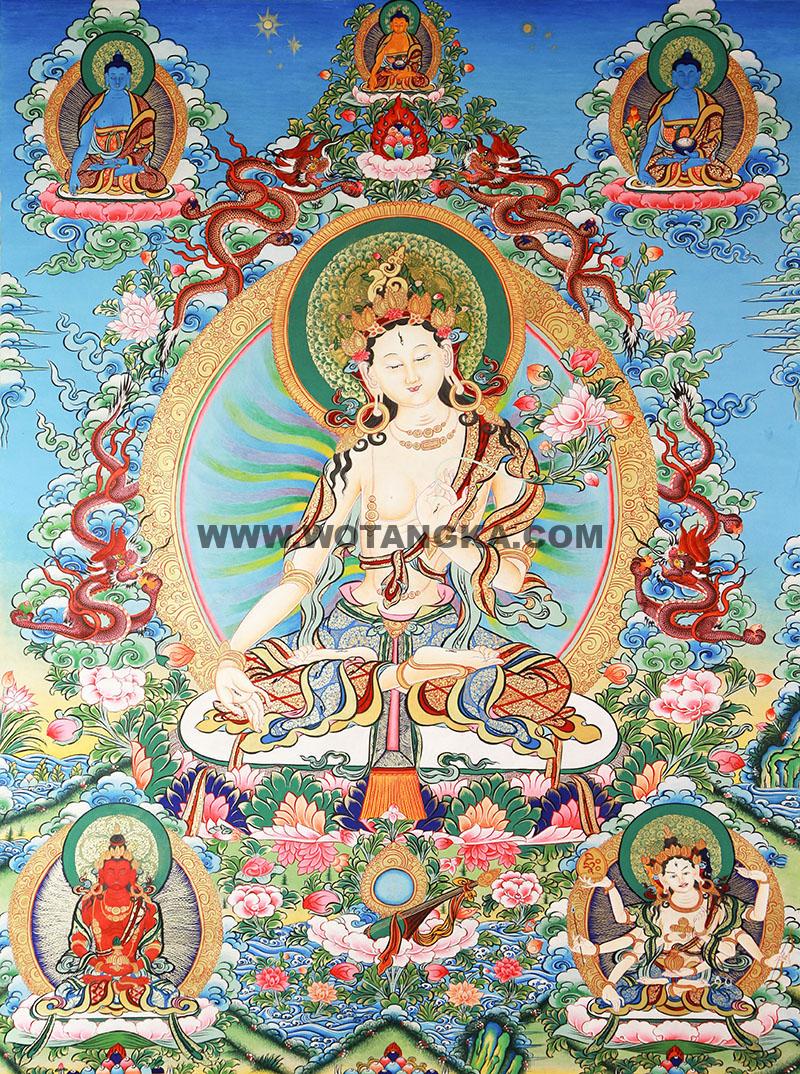 彩绘唐卡-白度母