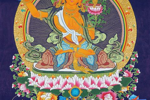 彩绘唐卡-文殊菩萨