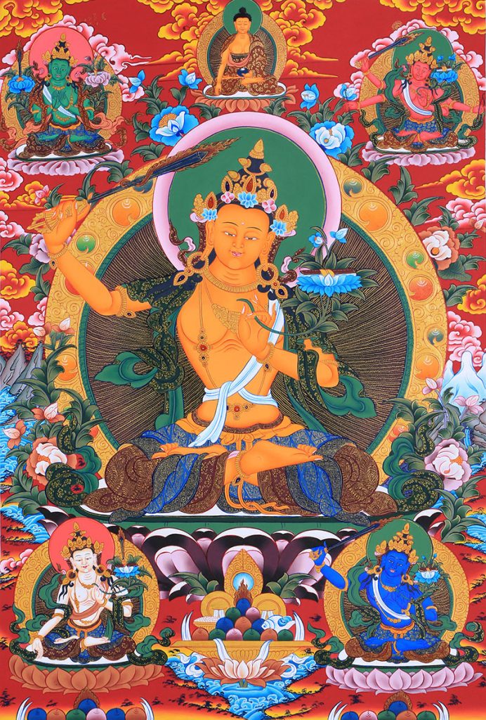 彩绘唐卡-文殊菩萨