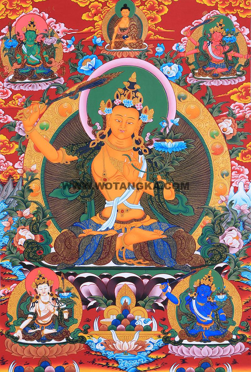 彩绘唐卡-文殊菩萨