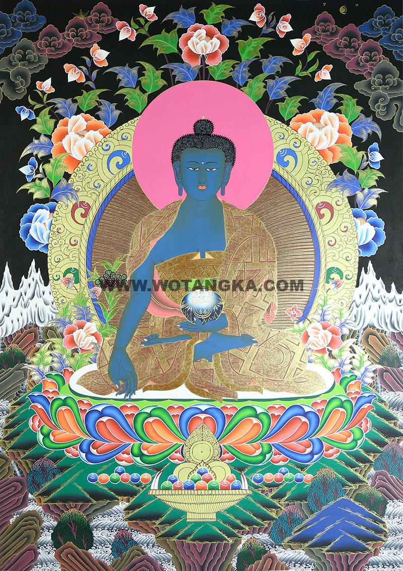 彩绘唐卡-药师佛