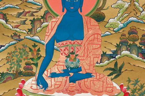 彩绘唐卡-药师佛