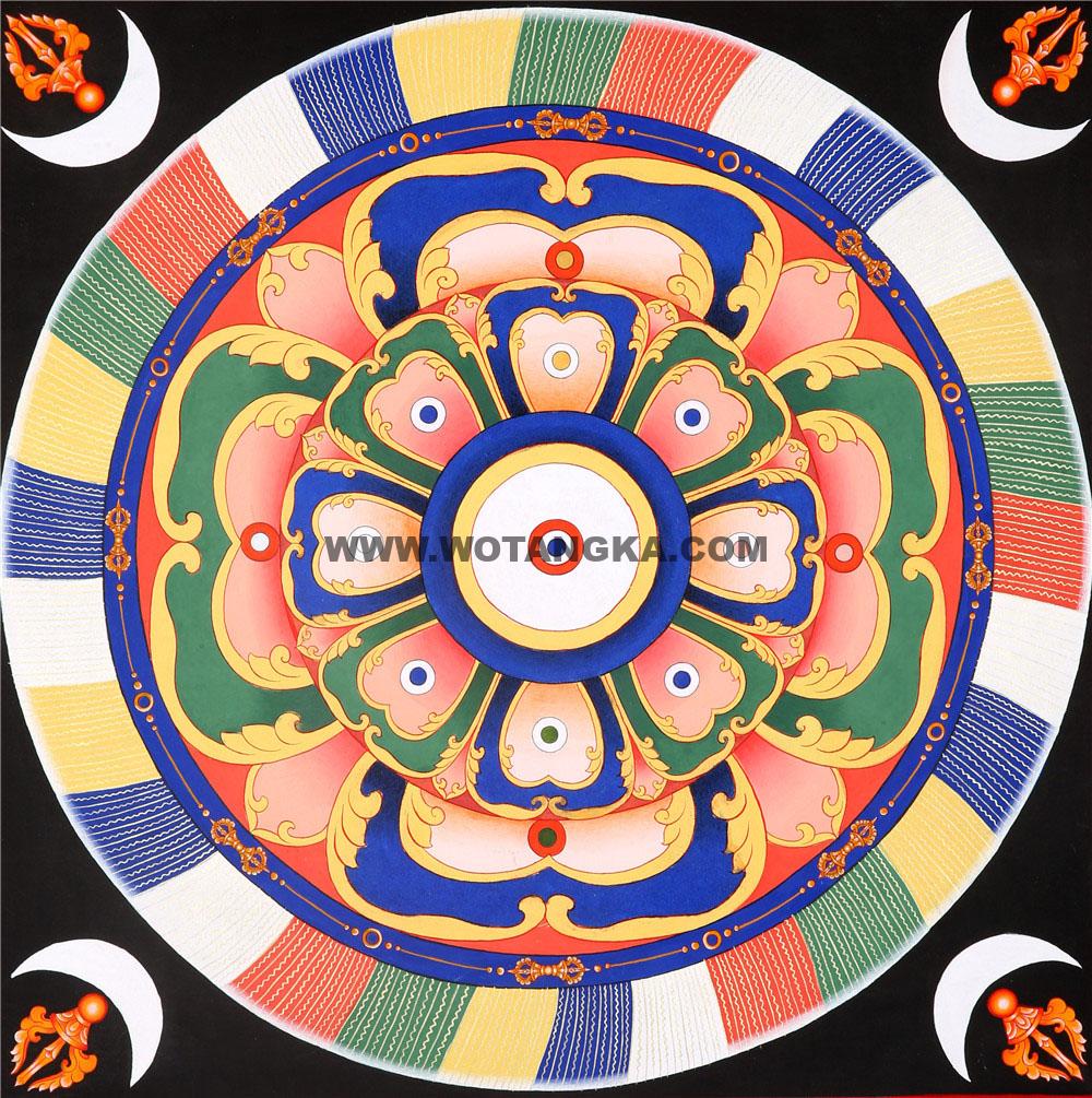 彩绘唐卡-莲师火供台坛城