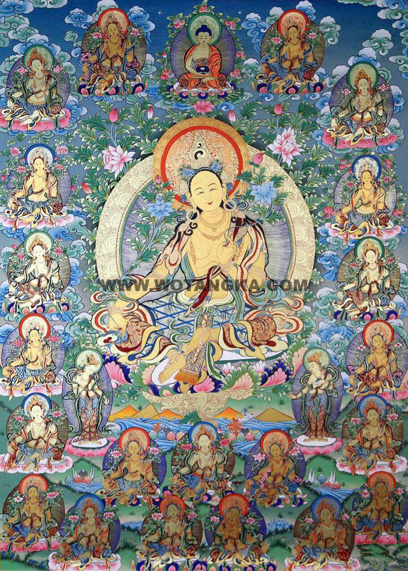 编号188-418115：彩绘唐卡-二十一度母（120*80CM左右）