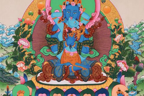 编号188-238289：彩绘唐卡-金刚总持佛（85*55CM左右）