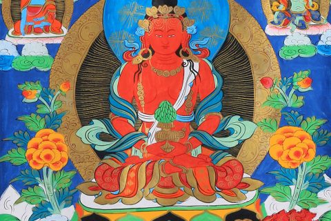 彩绘唐卡-长寿佛