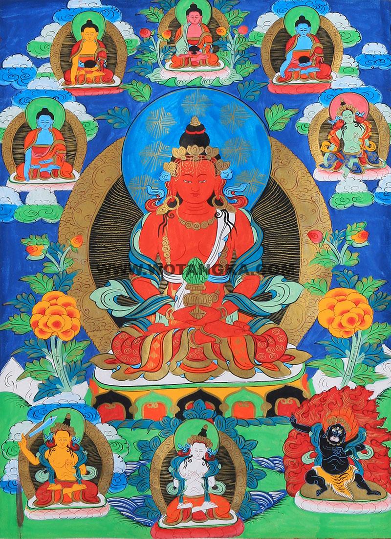 彩绘唐卡-长寿佛