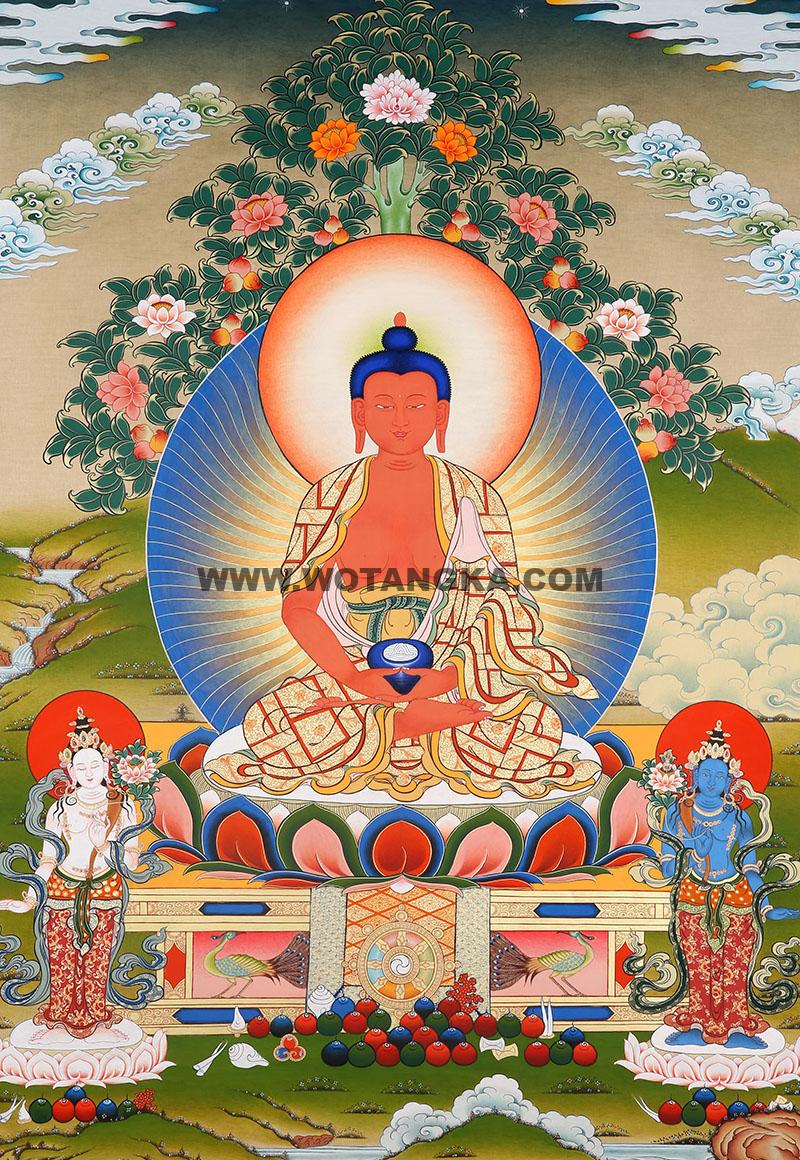 彩绘唐卡-阿弥陀佛