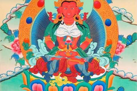 彩绘唐卡-长寿佛