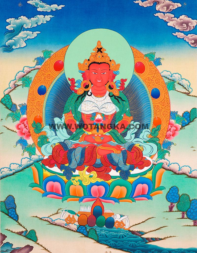 彩绘唐卡-长寿佛