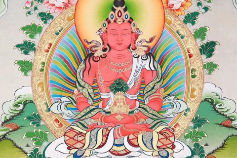 彩绘唐卡-长寿佛