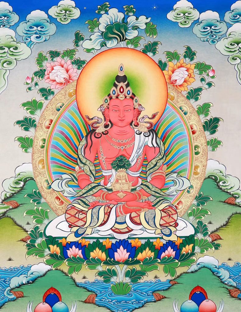 彩绘唐卡-长寿佛
