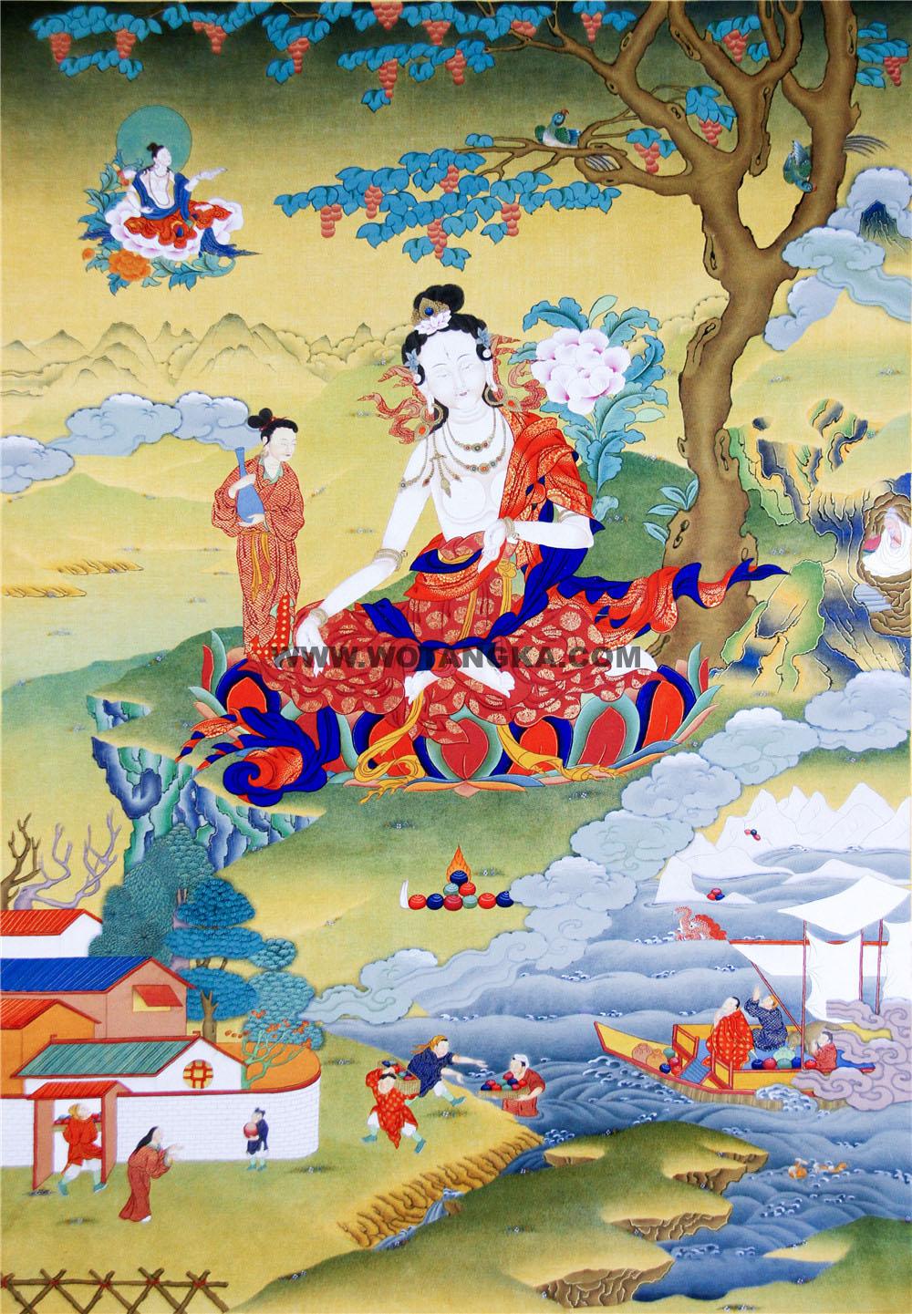 编号188-525170:嘎玛嘎赤-救八难度母之救水难度母(80*50CM左右)