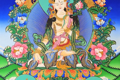 彩绘唐卡-白度母