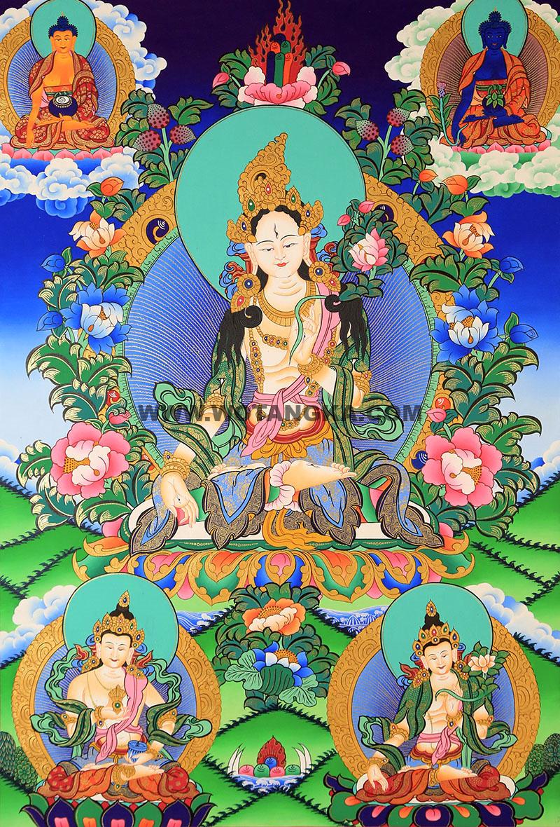 彩绘唐卡-白度母