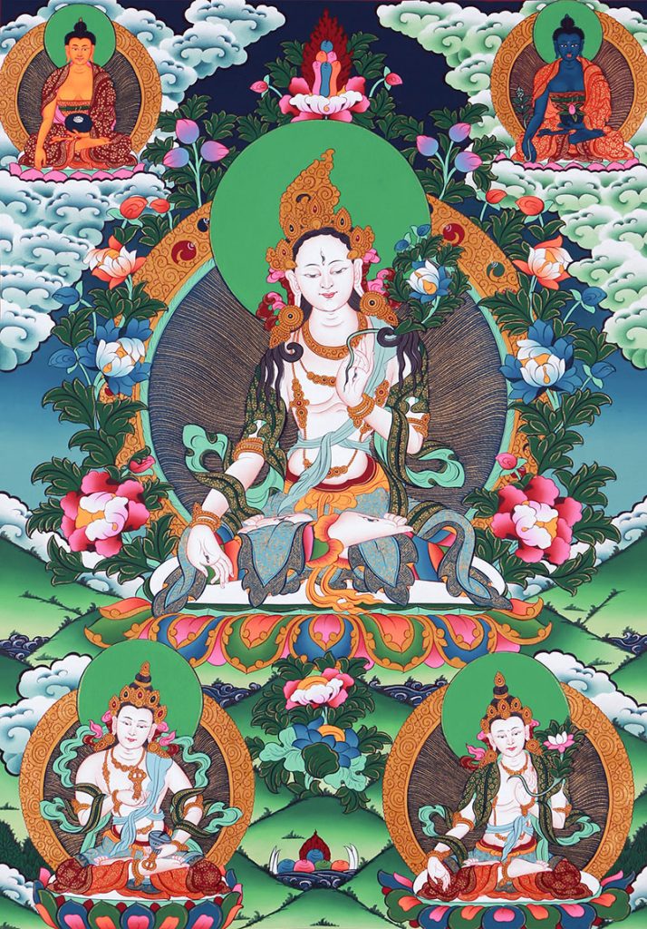 彩绘唐卡-白度母