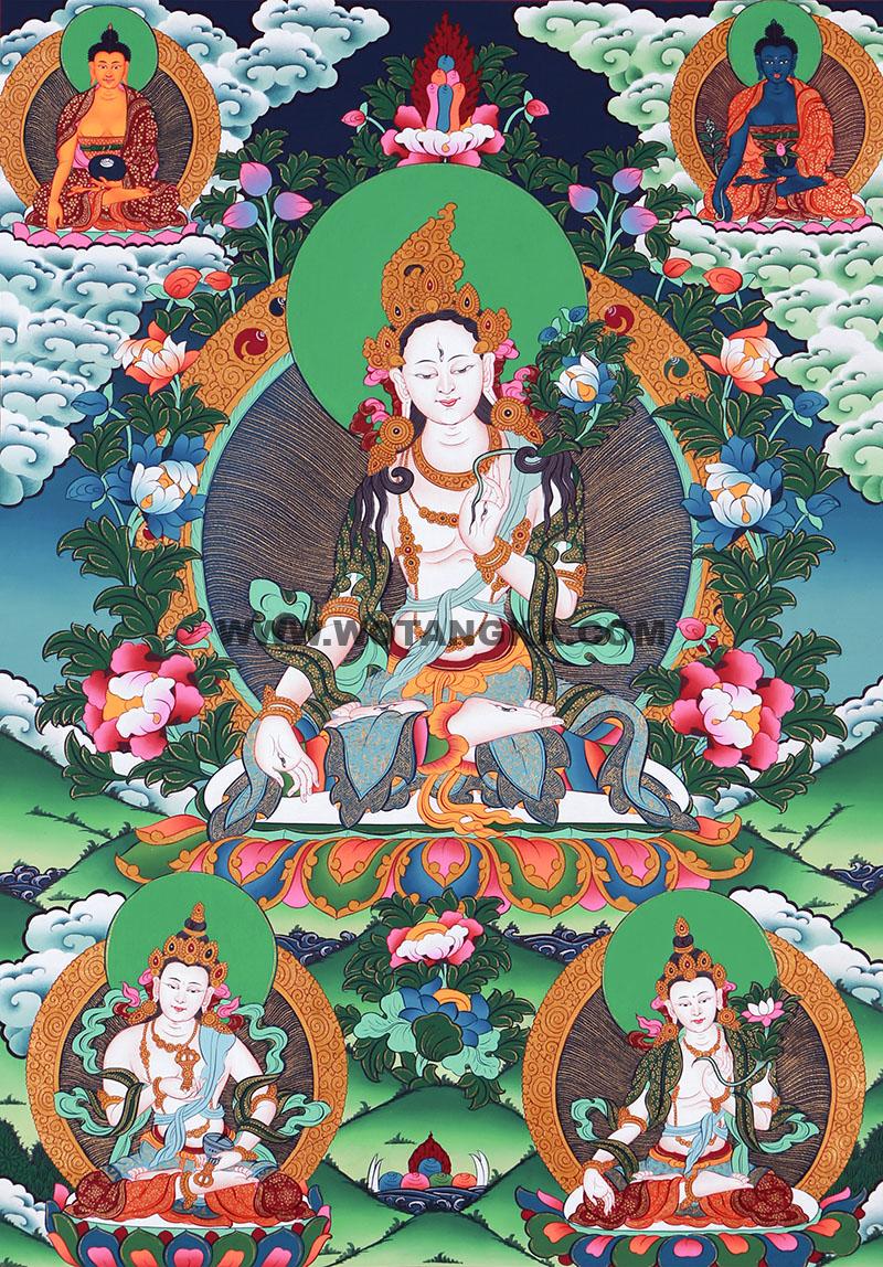 彩绘唐卡-白度母