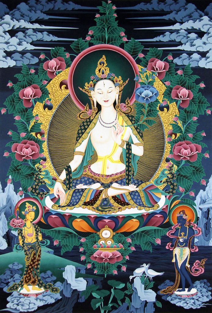 彩绘唐卡-白度母