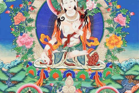 彩绘唐卡-白度母