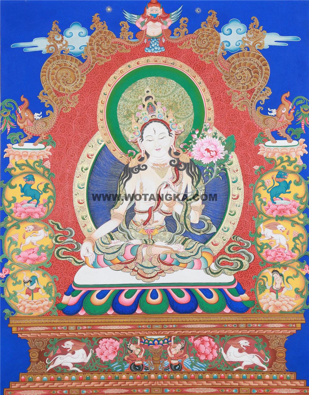 编号188-742589：彩绘唐卡-白度母（75*50CM左右）