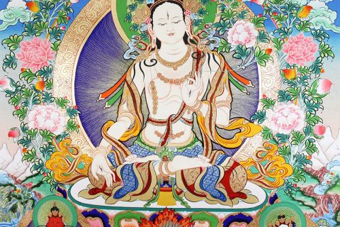 彩绘唐卡-白度母