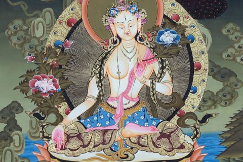 彩绘唐卡-白度母