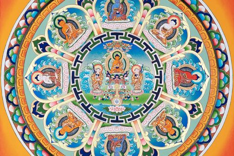 彩绘唐卡-释迦牟尼佛坛城