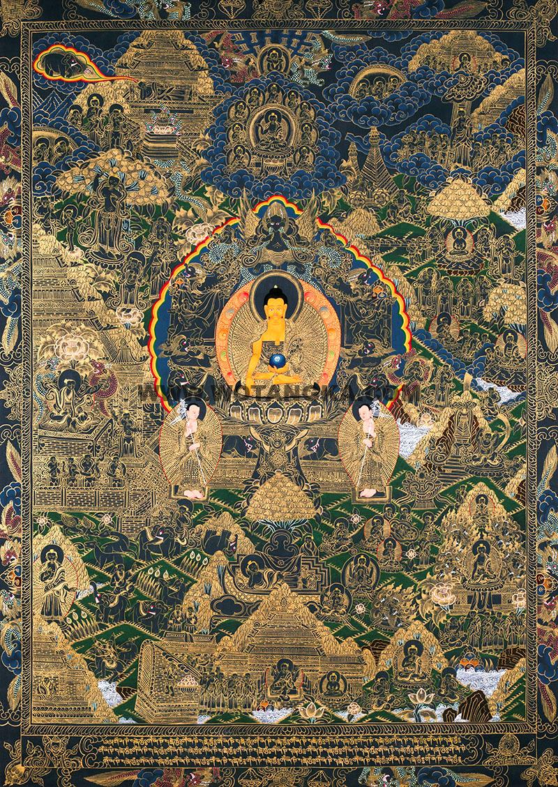 编号188-846546:彩绘唐卡-释迦牟尼佛·佛本身故事图(120*75CM左右)