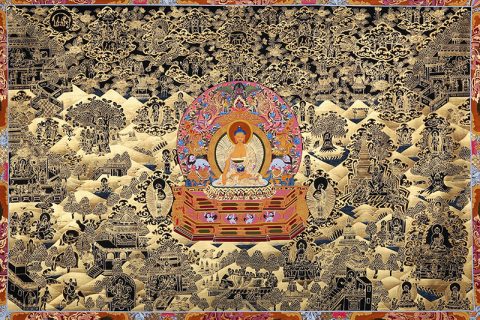 彩绘唐卡-释迦牟尼佛