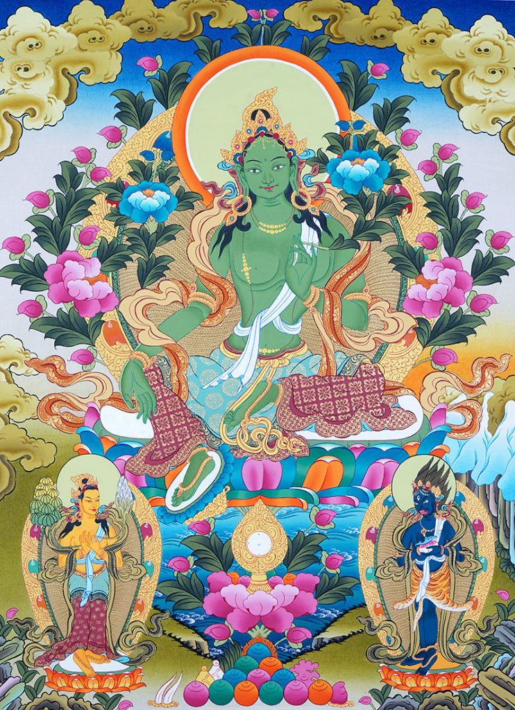 彩绘唐卡-绿度母