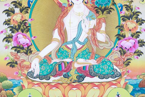 彩绘唐卡-白度母