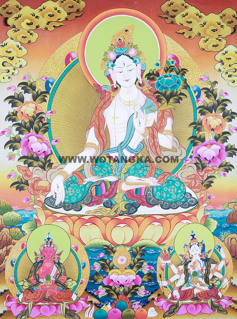 彩绘唐卡-白度母