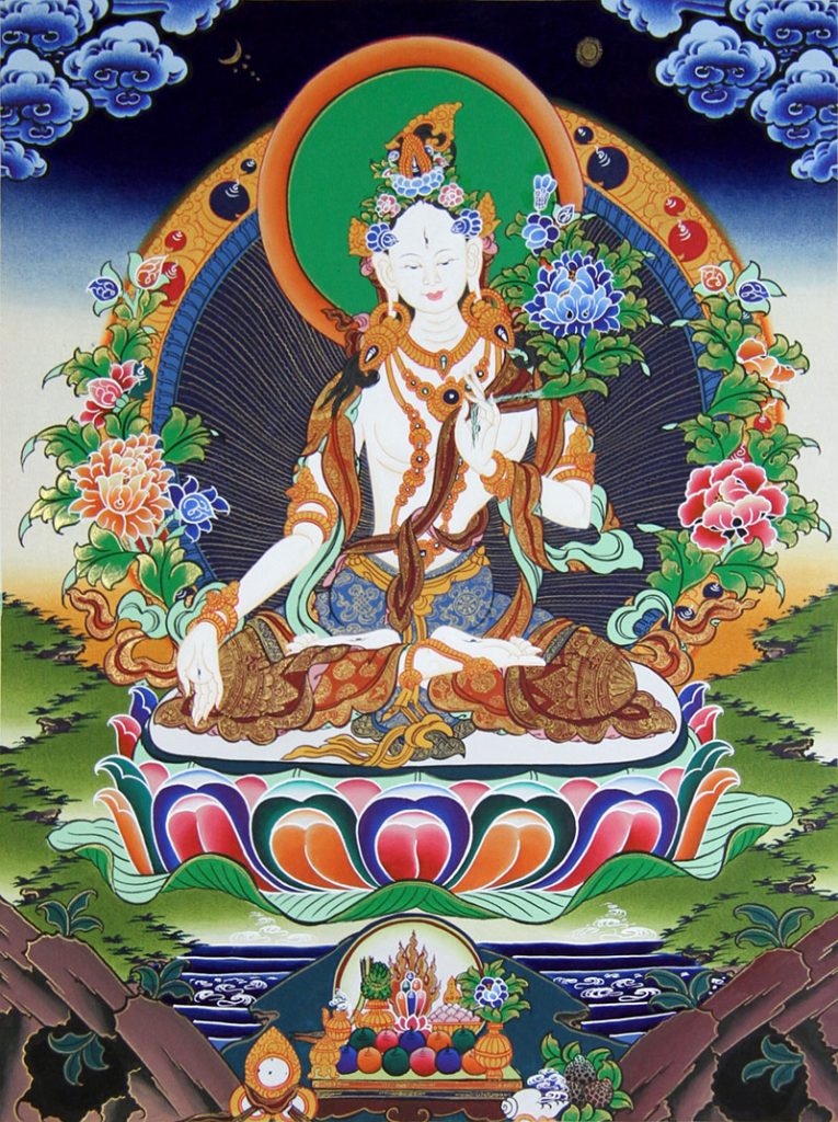 彩绘唐卡-白度母