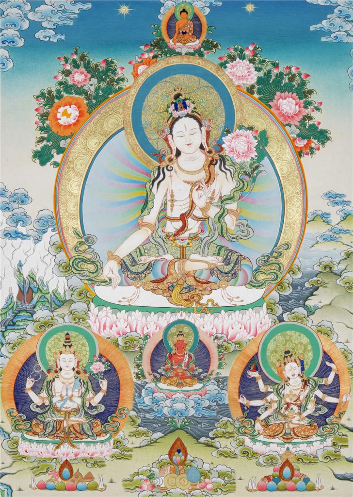 彩绘唐卡-白度母