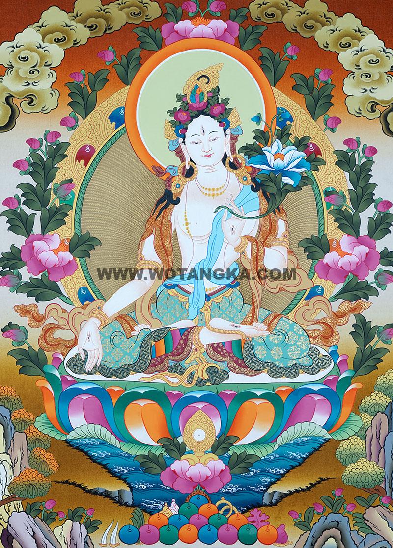 编号188-251367:彩绘唐卡-白度母(70*50CM左右)