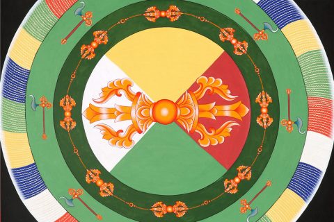 彩绘唐卡-救拔地狱胜业火供坛城