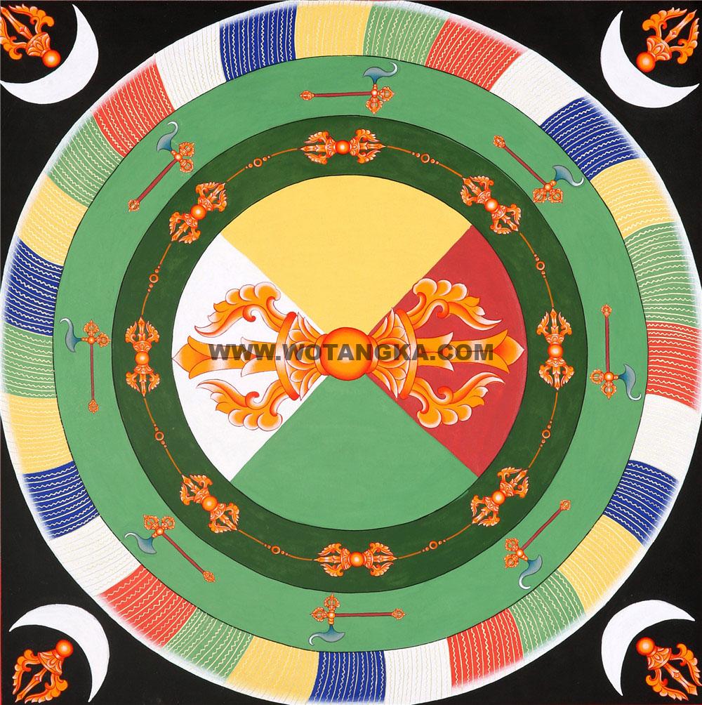 彩绘唐卡-救拔地狱胜业火供坛城