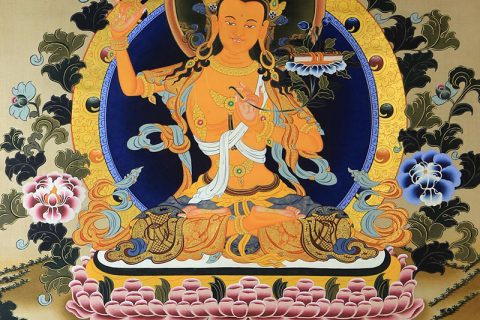 彩绘唐卡-文殊菩萨