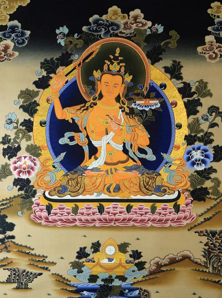 彩绘唐卡-文殊菩萨
