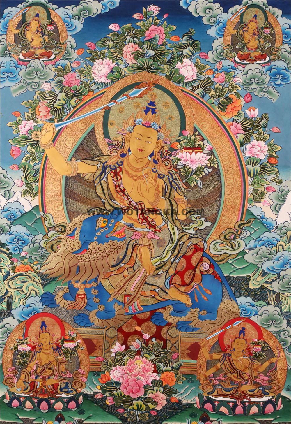 彩绘唐卡-文殊菩萨