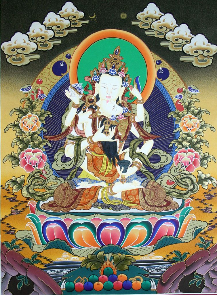 彩绘唐卡-金刚萨垛双修