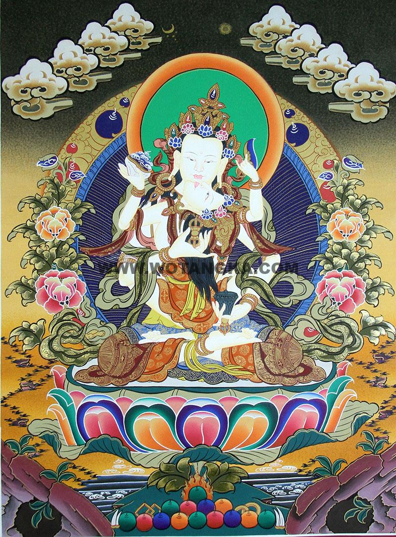 彩绘唐卡-金刚萨垛双修