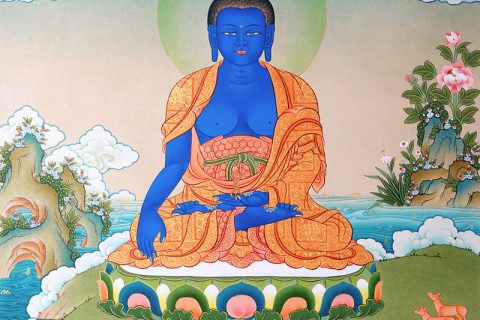 编号188-691609：彩绘唐卡-不动佛（65*40CM左右）