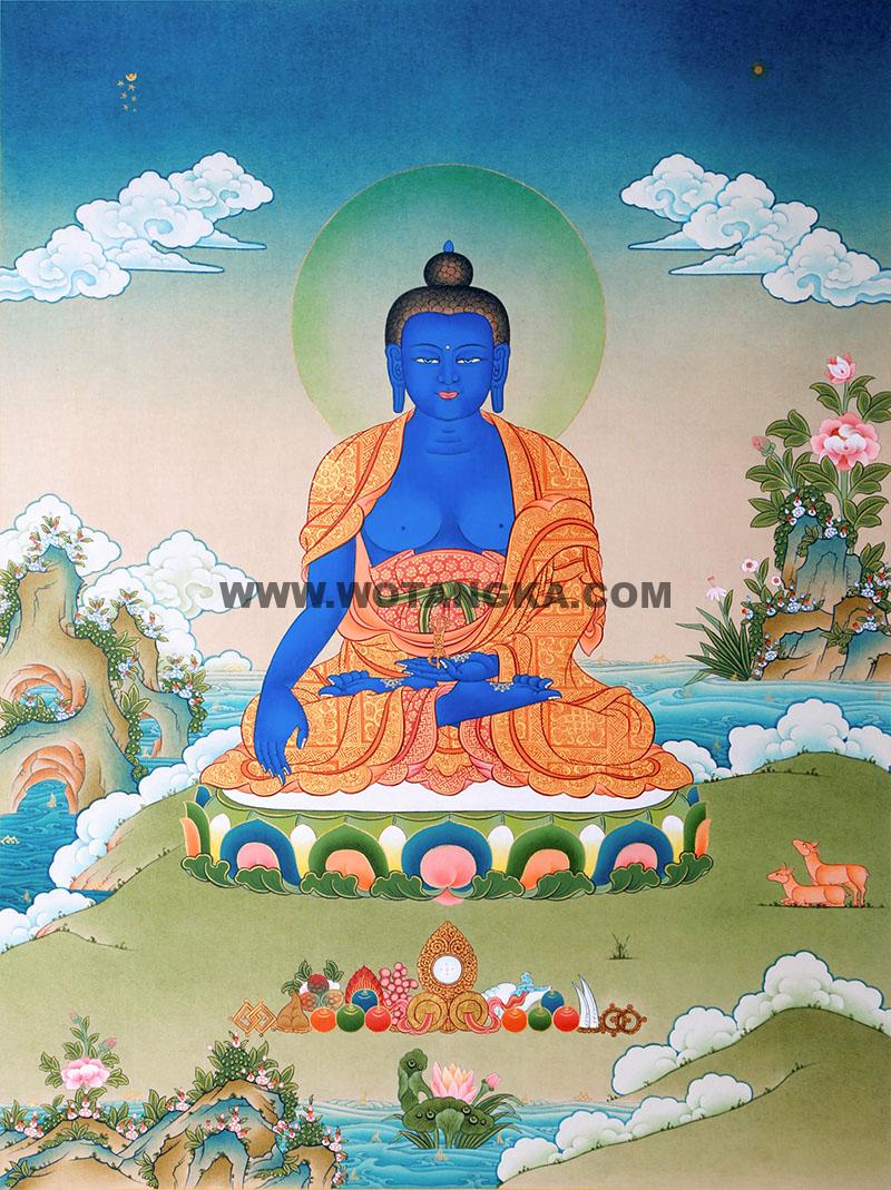 彩绘唐卡-不动佛