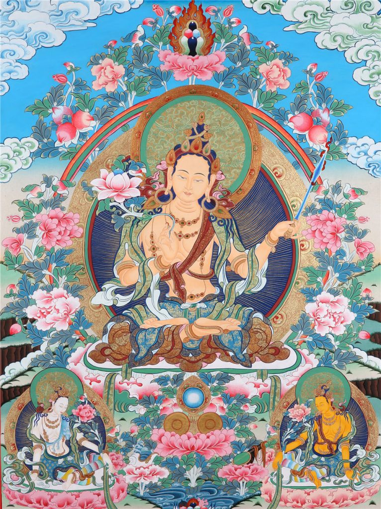 彩绘唐卡-虚空藏菩萨