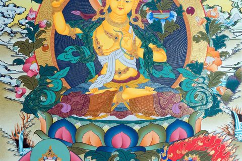 彩绘唐卡-文殊菩萨