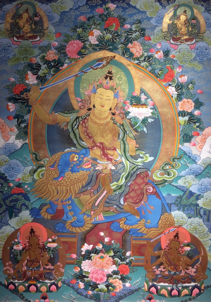 彩绘唐卡-文殊菩萨